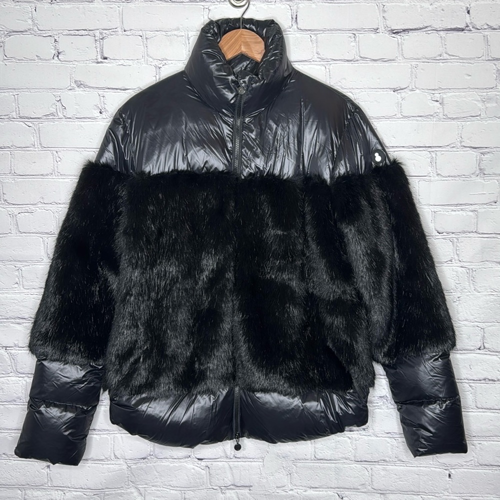 NWT Snowman NY Rebound Puffer and Faux Fur Jacket Black Size Large